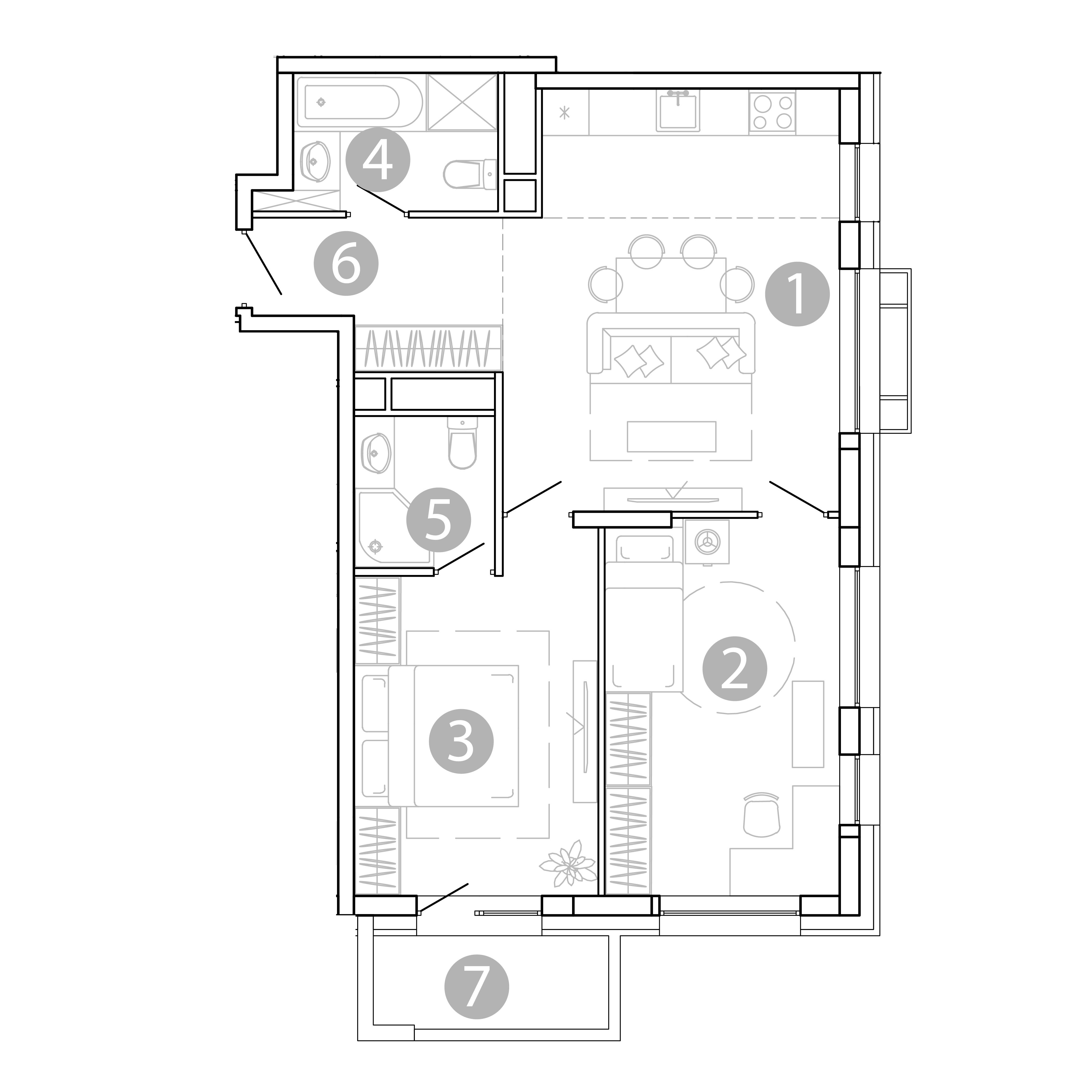 3-комнатная 64 м2 в ЖК Сенсация корпус null этаж 11