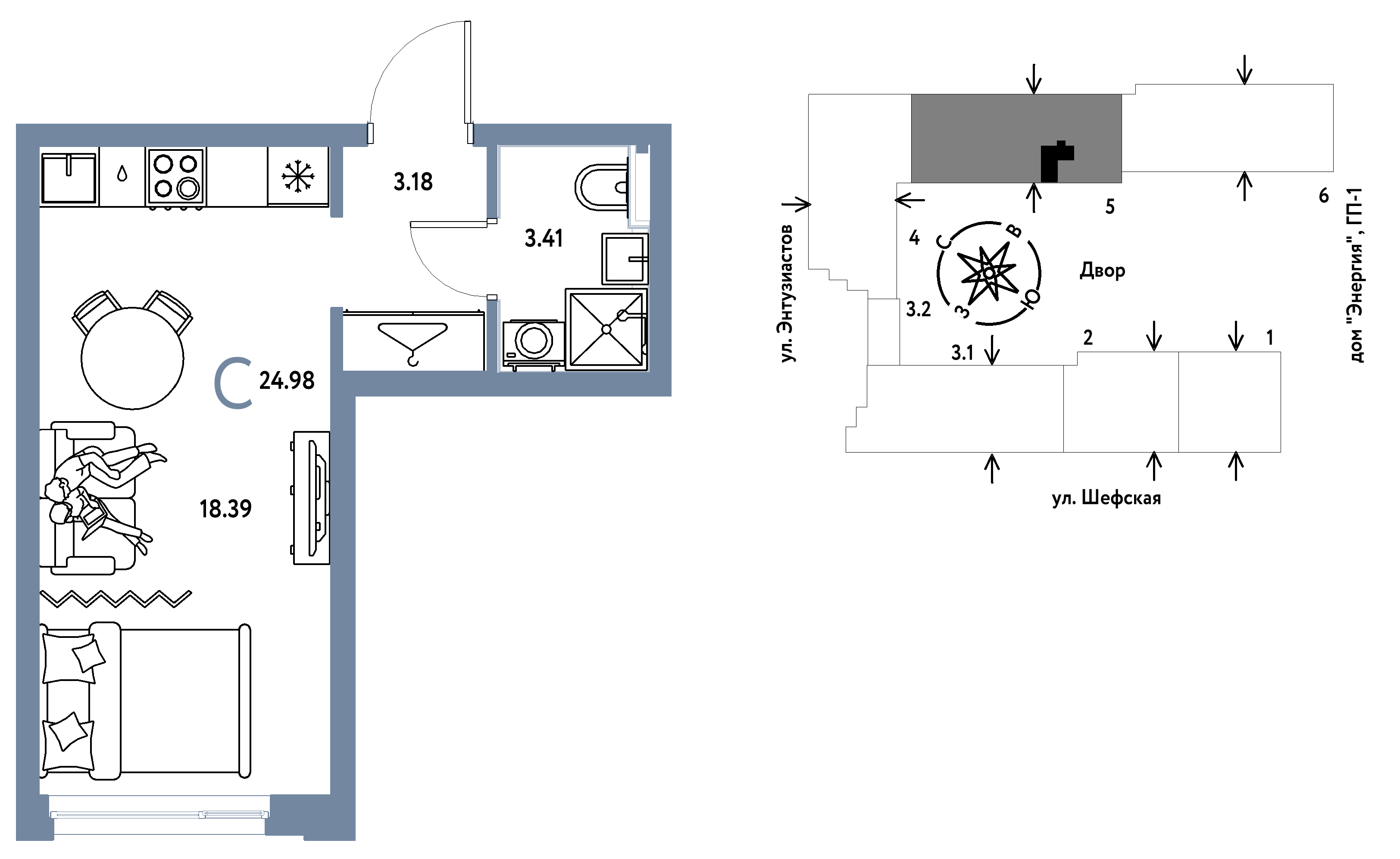 Студия 24 м2 в ЖК Страна.Энтузиастов корпус null этаж 10