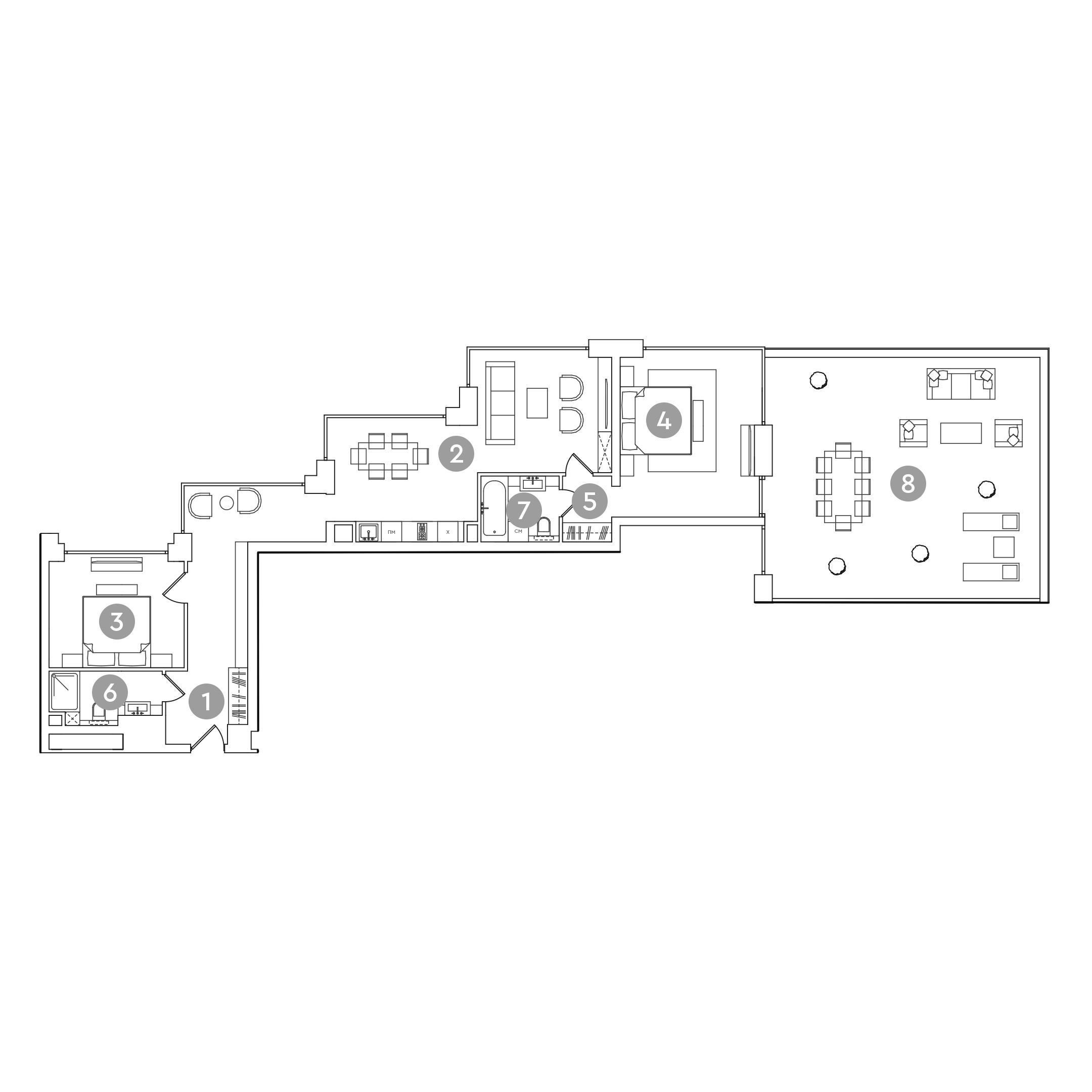 3-комнатная 150 м2 в ЖК RED7 корпус null этаж 15