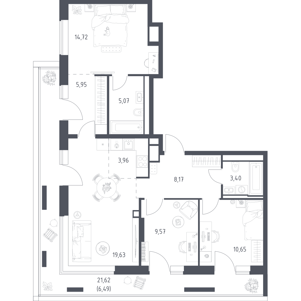 Студия 87 м2 в ЖК Верейская 41 корпус null этаж 6