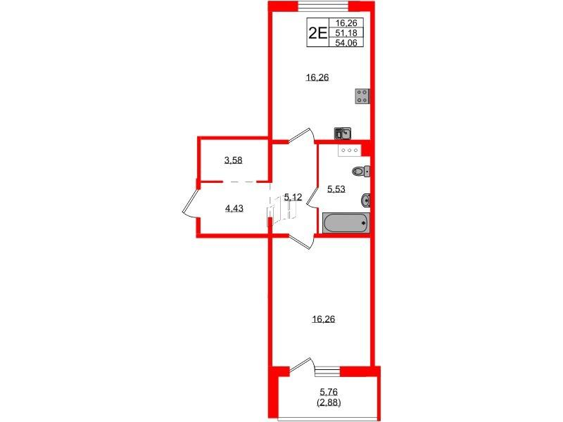 1-комнатная 53 м2 в ЖК IQ Гатчина корпус null этаж 1