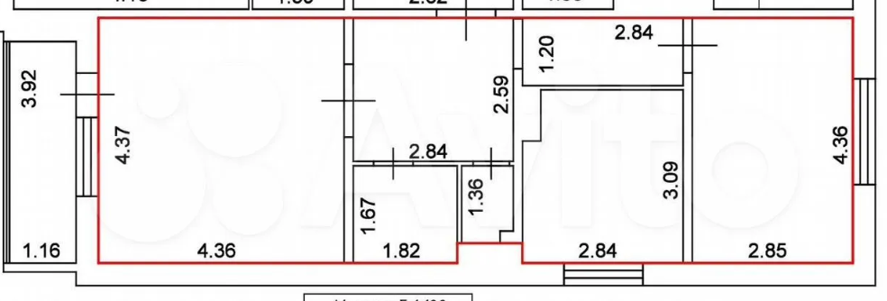 2-комнатная 55 м2 в ЖК undefined корпус null этаж 8