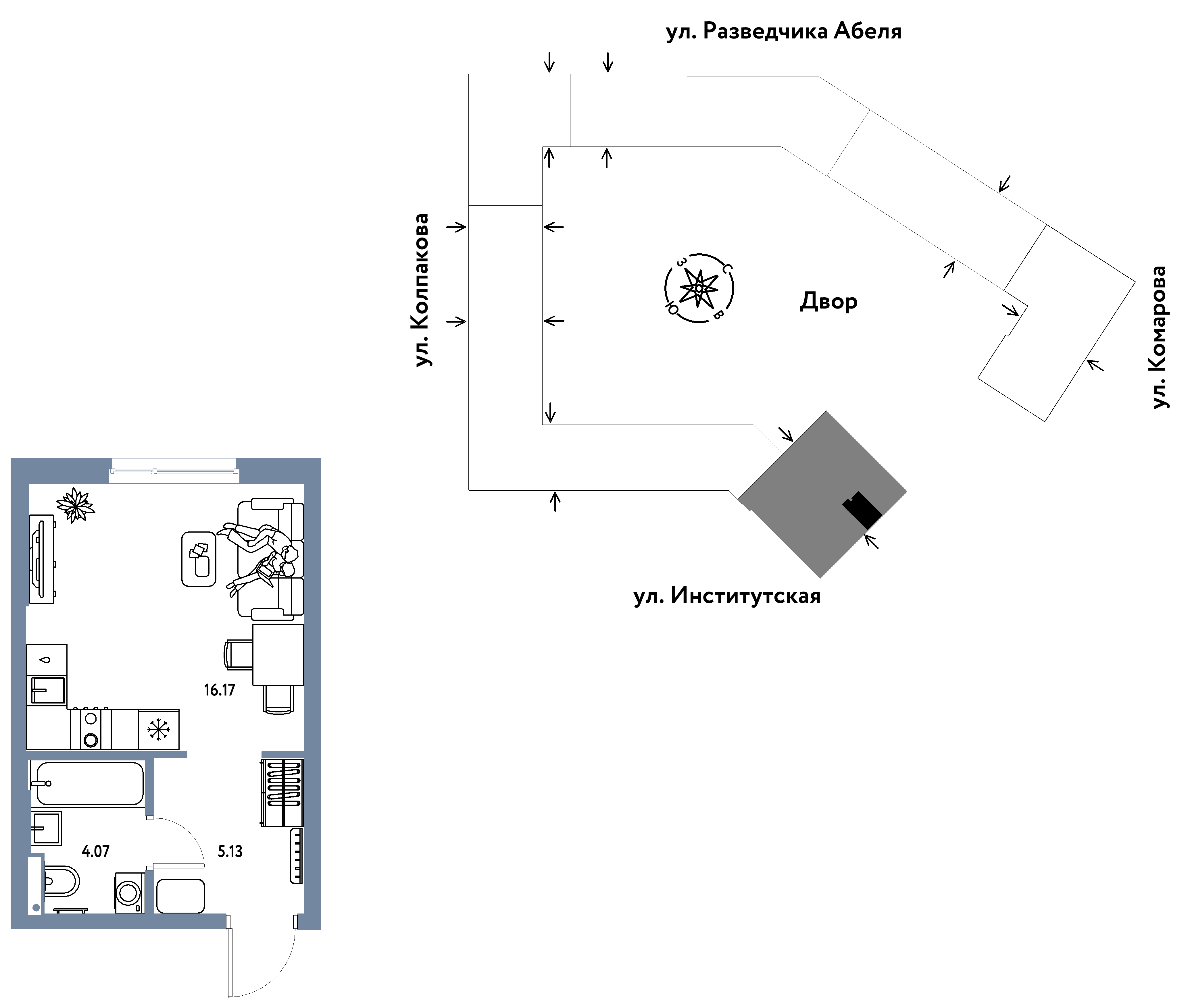 Студия 25 м2 в ЖК Страна.Парковая корпус null этаж 5