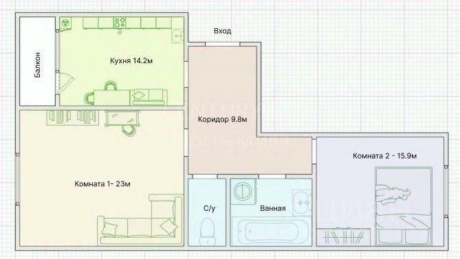 2-комнатная 68 м2 в ЖК undefined корпус null этаж 4