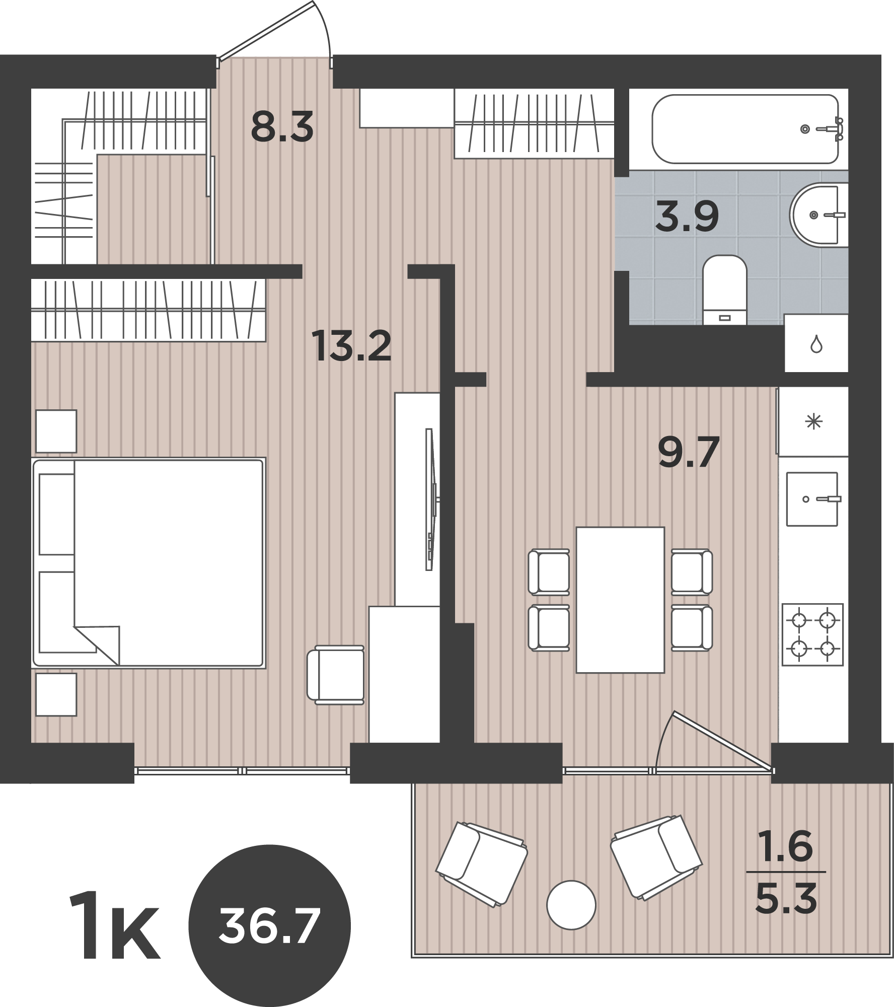 1-комнатная 36 м2 в ЖК Левада корпус null этаж 9