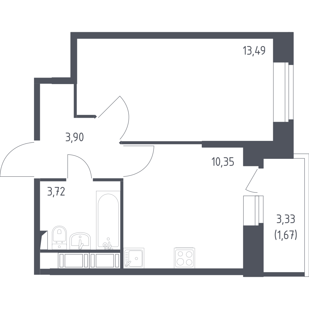 1-комнатная 33 м2 в ЖК Новое Колпино корпус null этаж 11