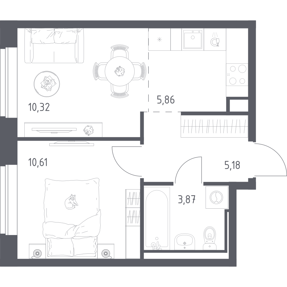 Студия 35 м2 в ЖК Живи! В Рыбацком корпус null этаж 10