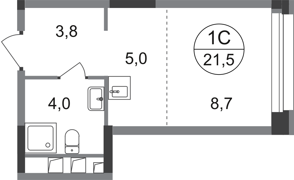 Студия 21 м2 в ЖК Первый Московский корпус null этаж 16