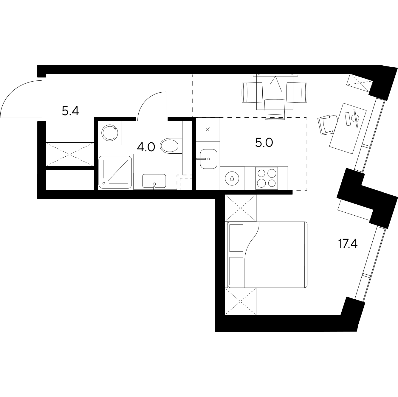 Студия 31 м2 в ЖК NEXUS by Akvilon корпус null этаж 14