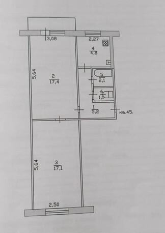 2-комнатная 47.7 м2 в ЖК undefined корпус null этаж 5