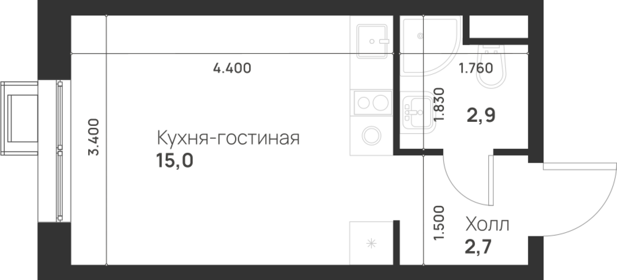 Студия 20 м2 в ЖК Foreville корпус null этаж 5