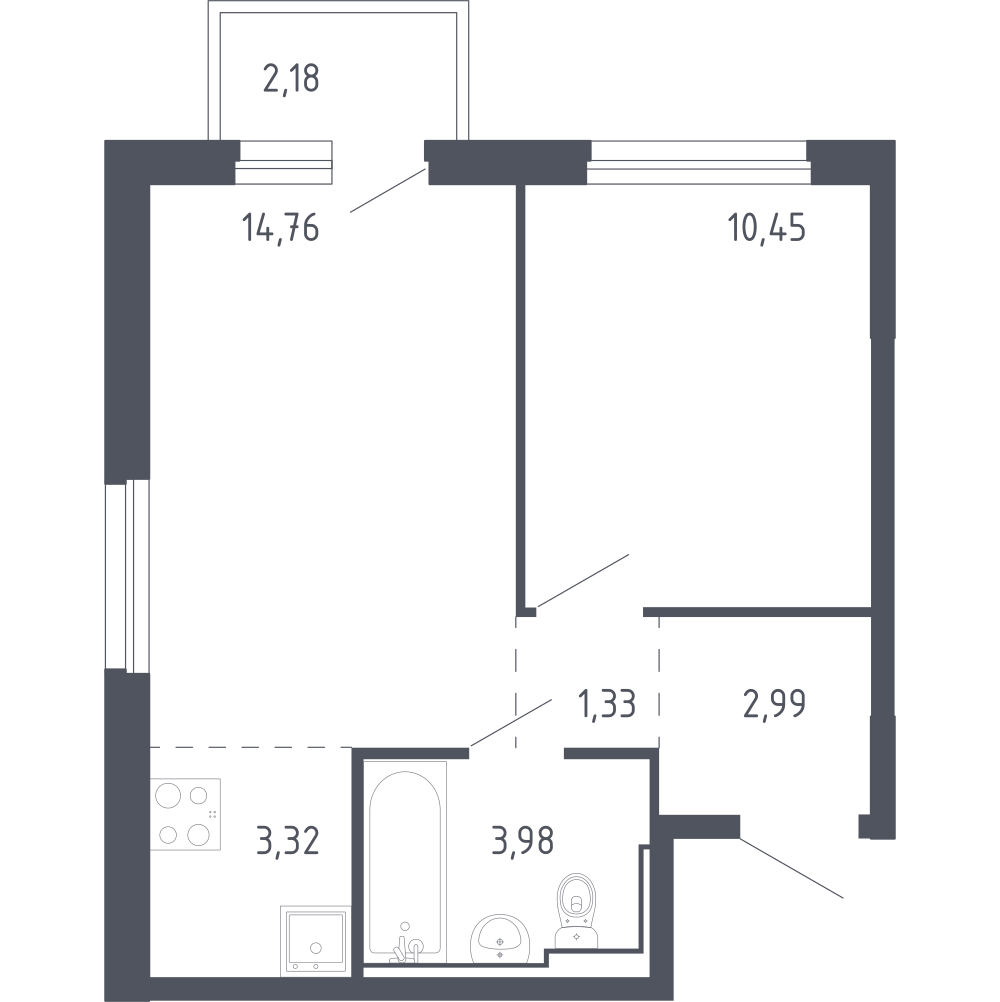 Студия 38 м2 в ЖК Чаркова 72 корпус null этаж 9