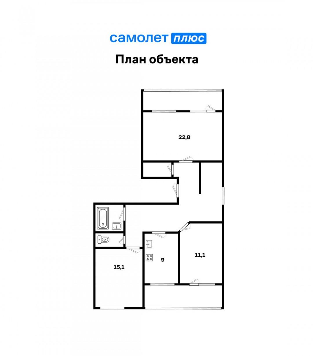 3-комнатная 82.4 м2 в ЖК undefined корпус null этаж 12