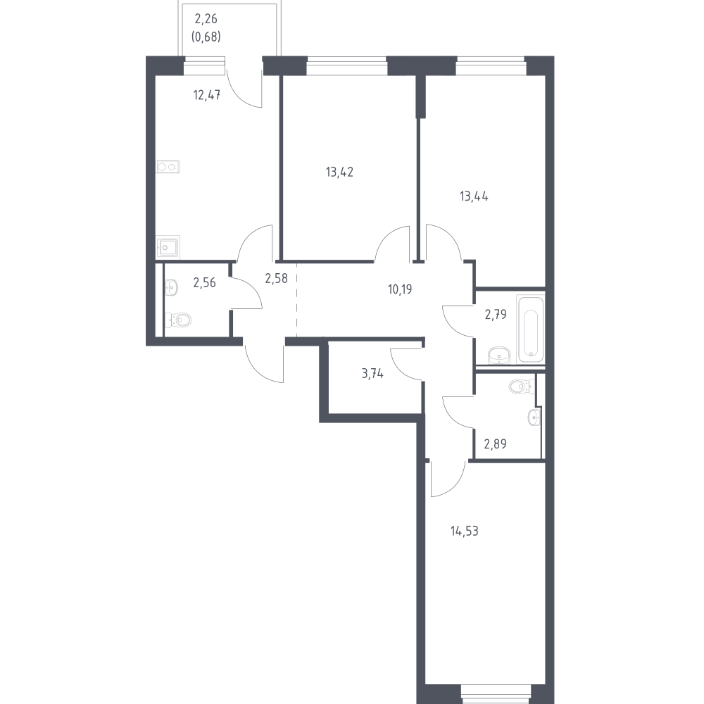 3-комнатная 79 м2 в ЖК Егорово парк корпус null этаж 5