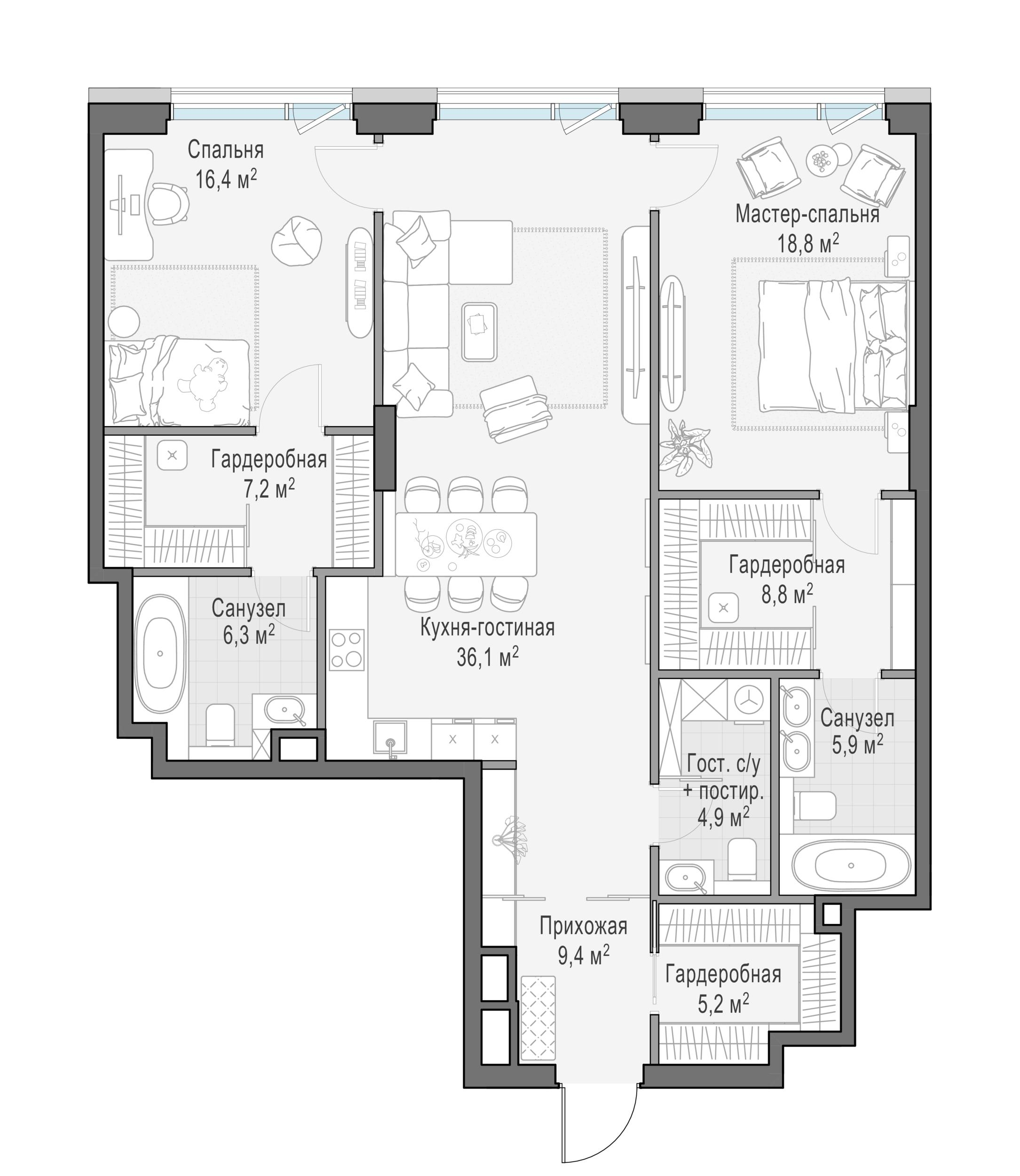 2-комнатная 120 м2 в ЖК Дом «Палашёвский 11» корпус null этаж 5