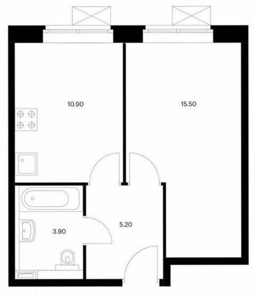 1-комнатная 36 м2 в ЖК undefined корпус null этаж 4