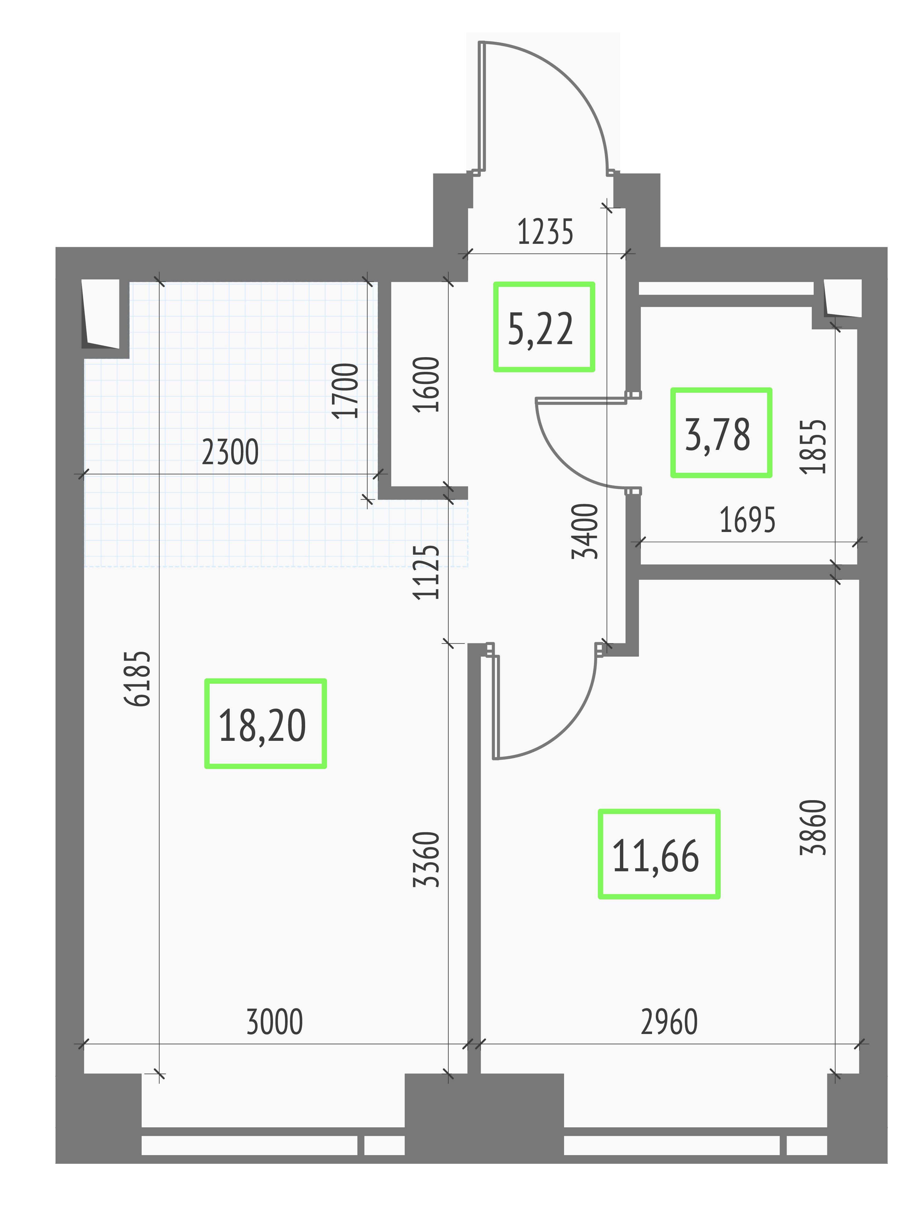 1-комнатная 38 м2 в ЖК Upside Towers корпус null этаж 6