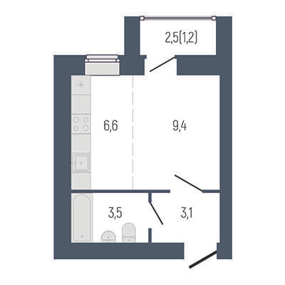 Студия 25 м2 в ЖК Философия Идеалистов на Первомайском корпус null этаж 9