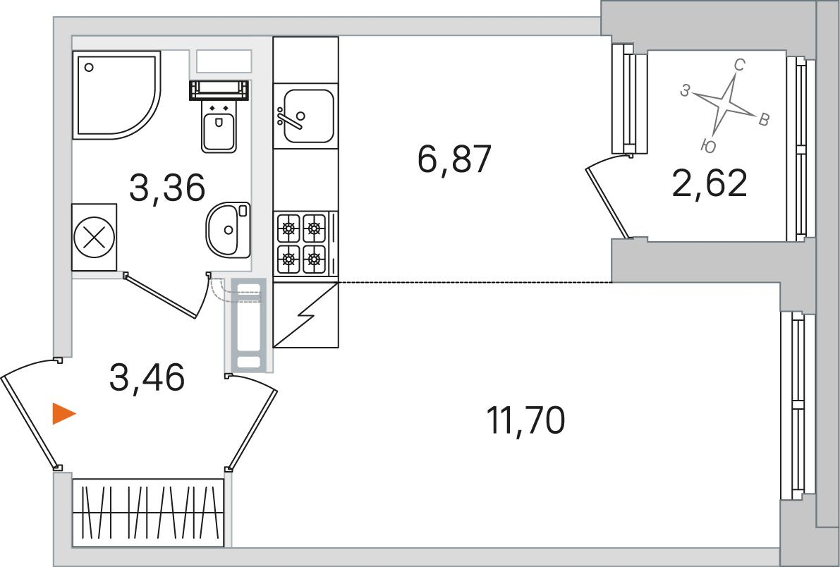 Студия 26 м2 в ЖК Дубровский корпус null этаж 2