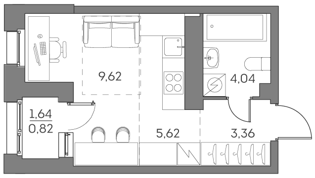 Студия 23 м2 в ЖК Аквилон Бисайд 2.0 корпус null этаж 25