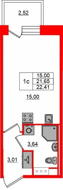 Студия 21 м2 в ЖК Сэтл Лофт корпус null этаж 8