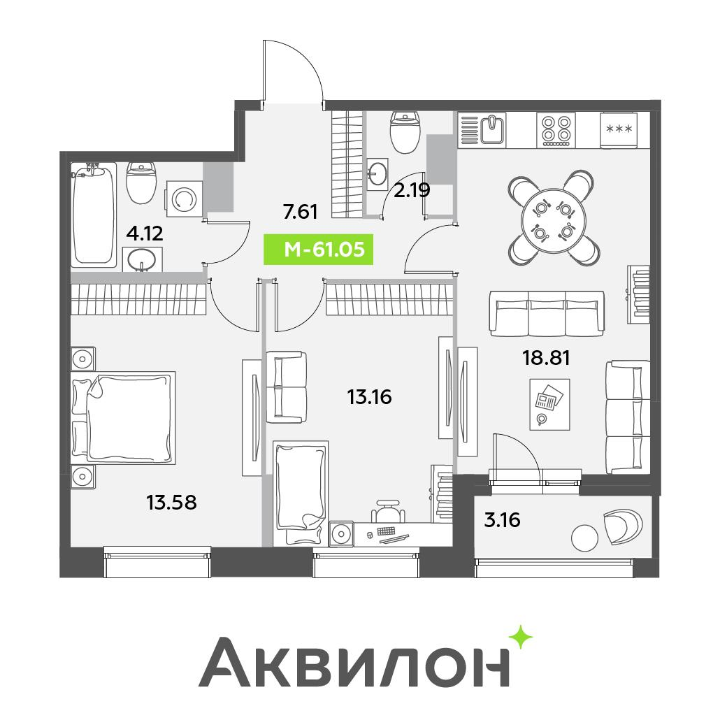 Студия 62 м2 в ЖК Аквилон Ливз корпус null этаж 7