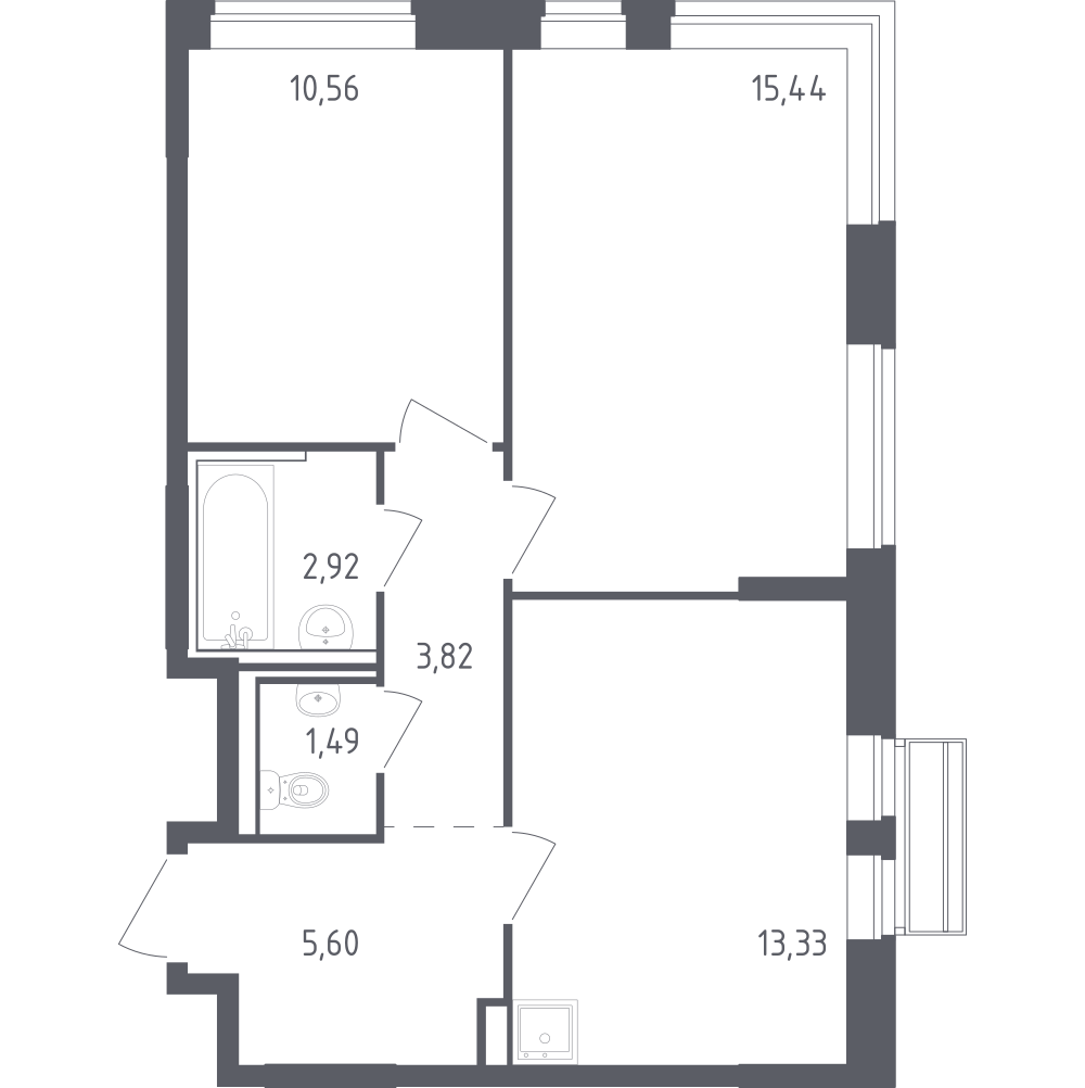 2-комнатная 53 м2 в ЖК Рублёвский Квартал корпус null этаж 3