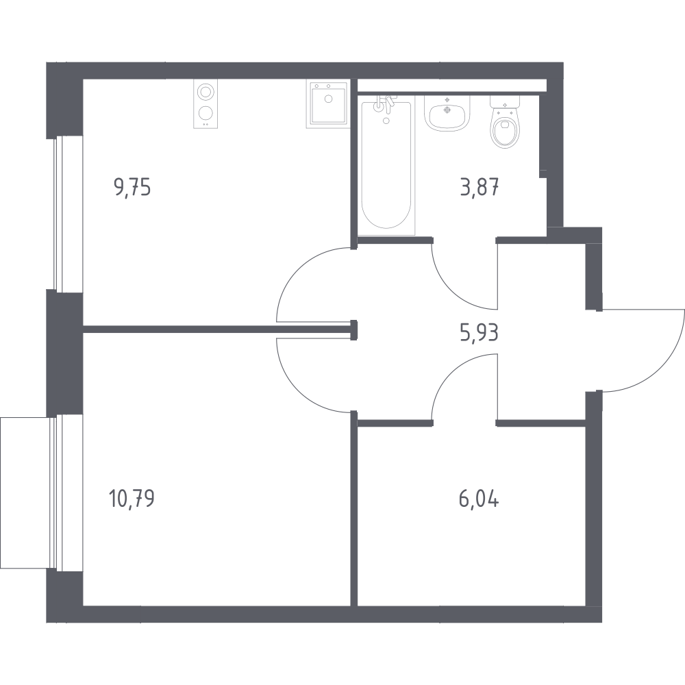 1-комнатная 35 м2 в ЖК Новое Внуково корпус null этаж 5