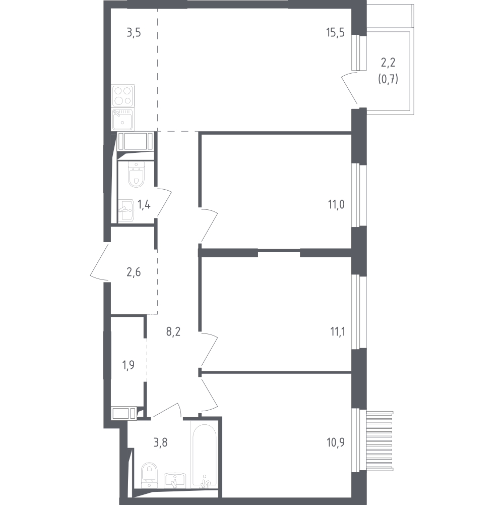 Студия 69 м2 в ЖК Мытищи Парк корпус null этаж 5