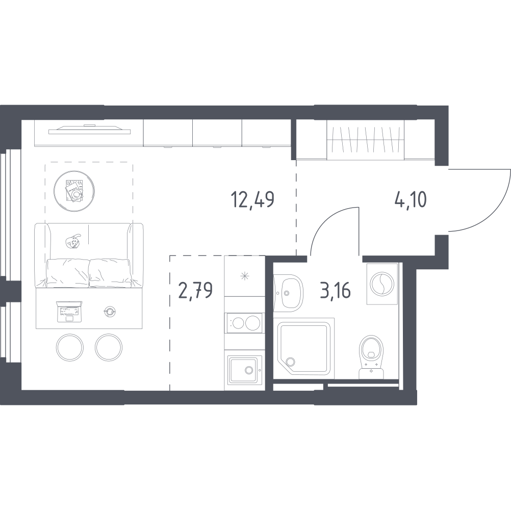 Студия 22 м2 в ЖК Остафьево корпус null этаж 3