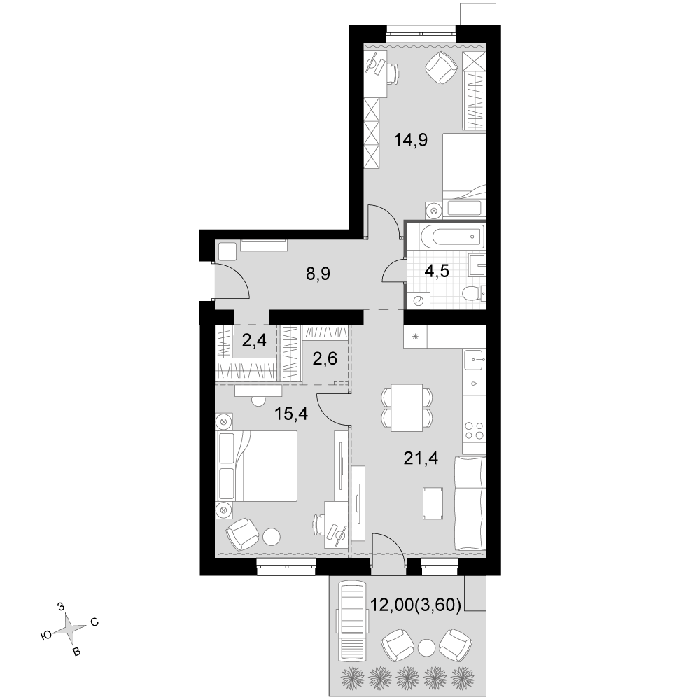 3-комнатная 73 м2 в ЖК Дубровицы Клаб корпус null этаж 1