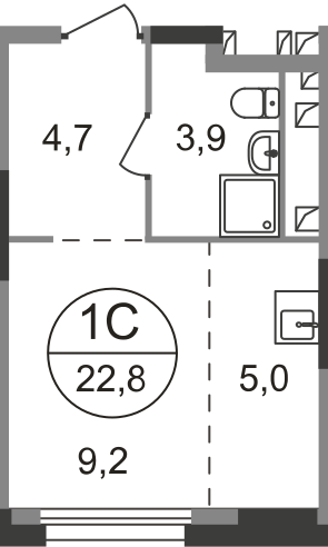 Студия 22 м2 в ЖК Первый Московский корпус null этаж 14