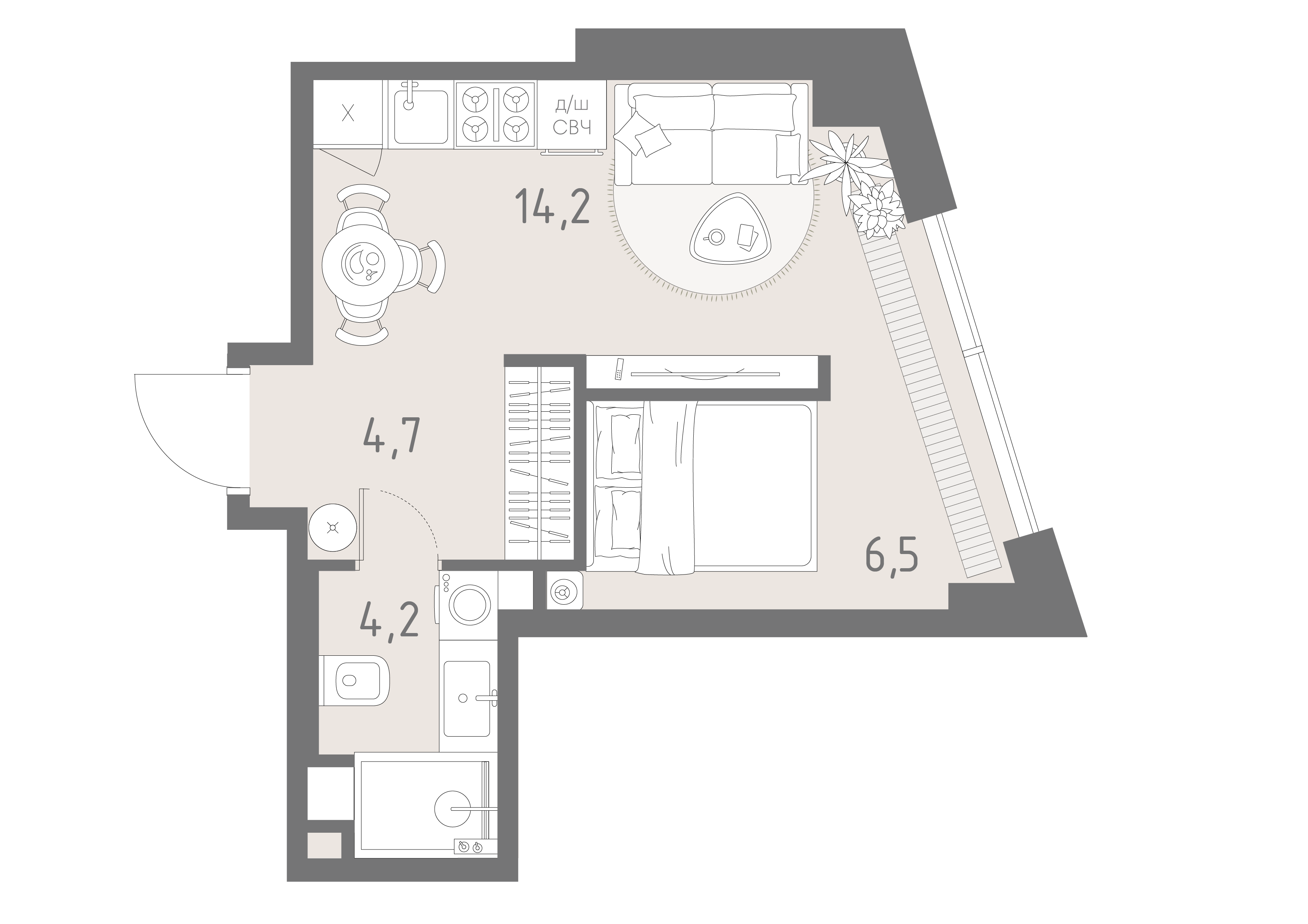 Студия 29 м2 в ЖК Родина парк корпус null этаж 18
