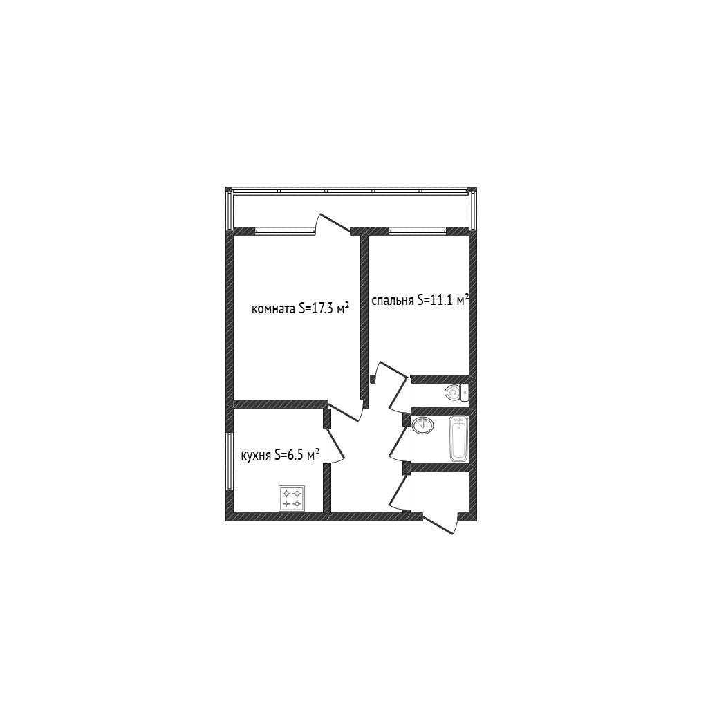 2-комнатная 46.4 м2 в ЖК undefined корпус null этаж 5