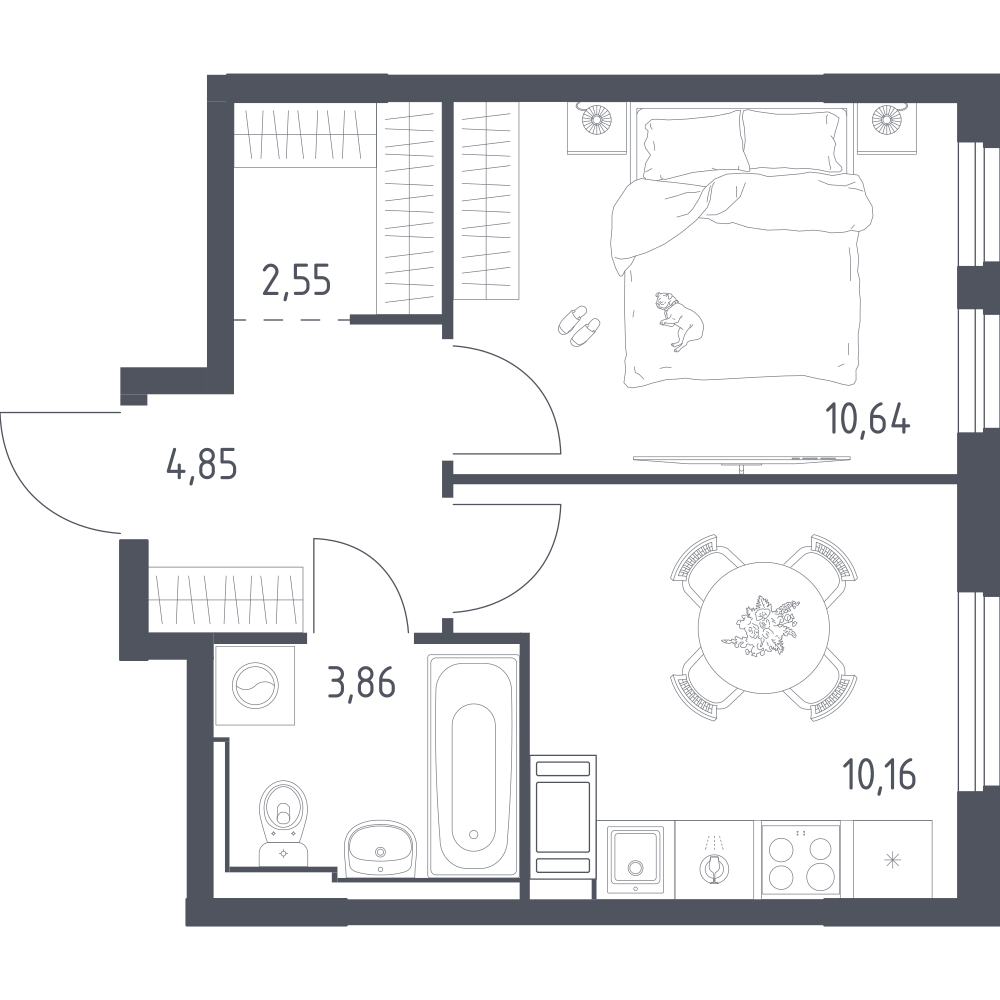 1-комнатная 32 м2 в ЖК Новое Колпино корпус null этаж 10