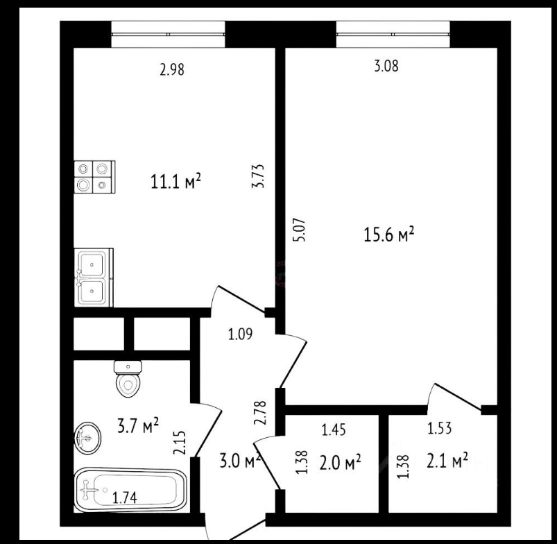 1-комнатная 37.5 м2 в ЖК undefined корпус null этаж 13