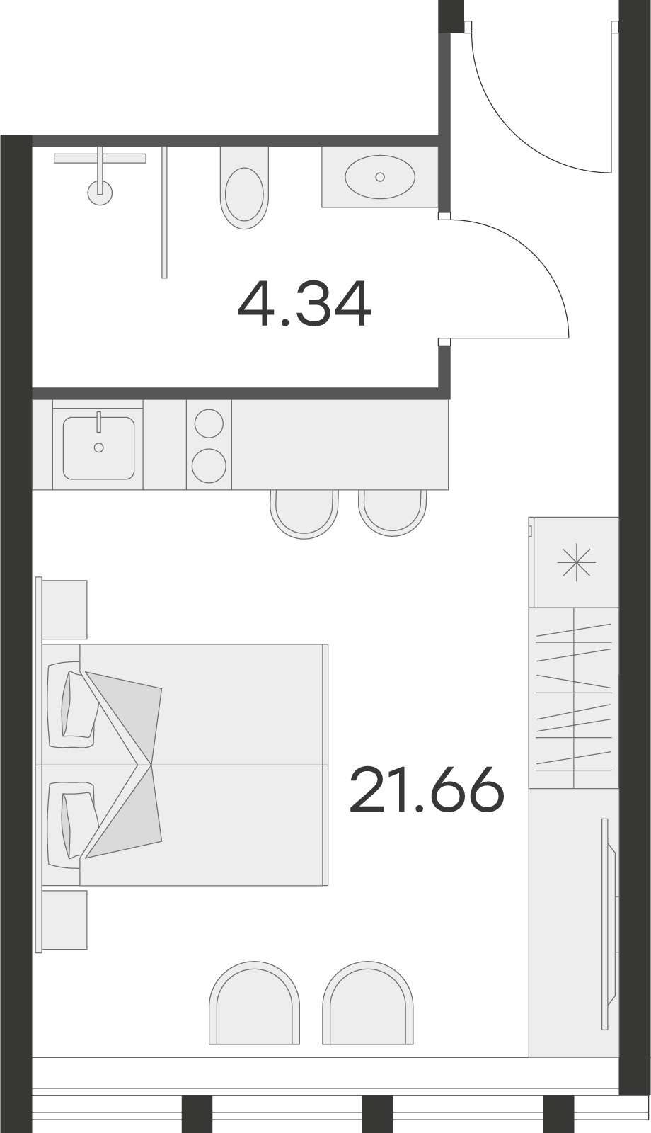 Студия 22 м2 в ЖК Апарт–отель GloraX Заневский корпус null этаж 3