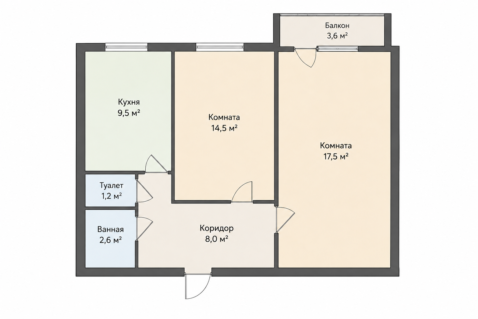 2-комнатная 55 м2 в ЖК undefined корпус null этаж 11