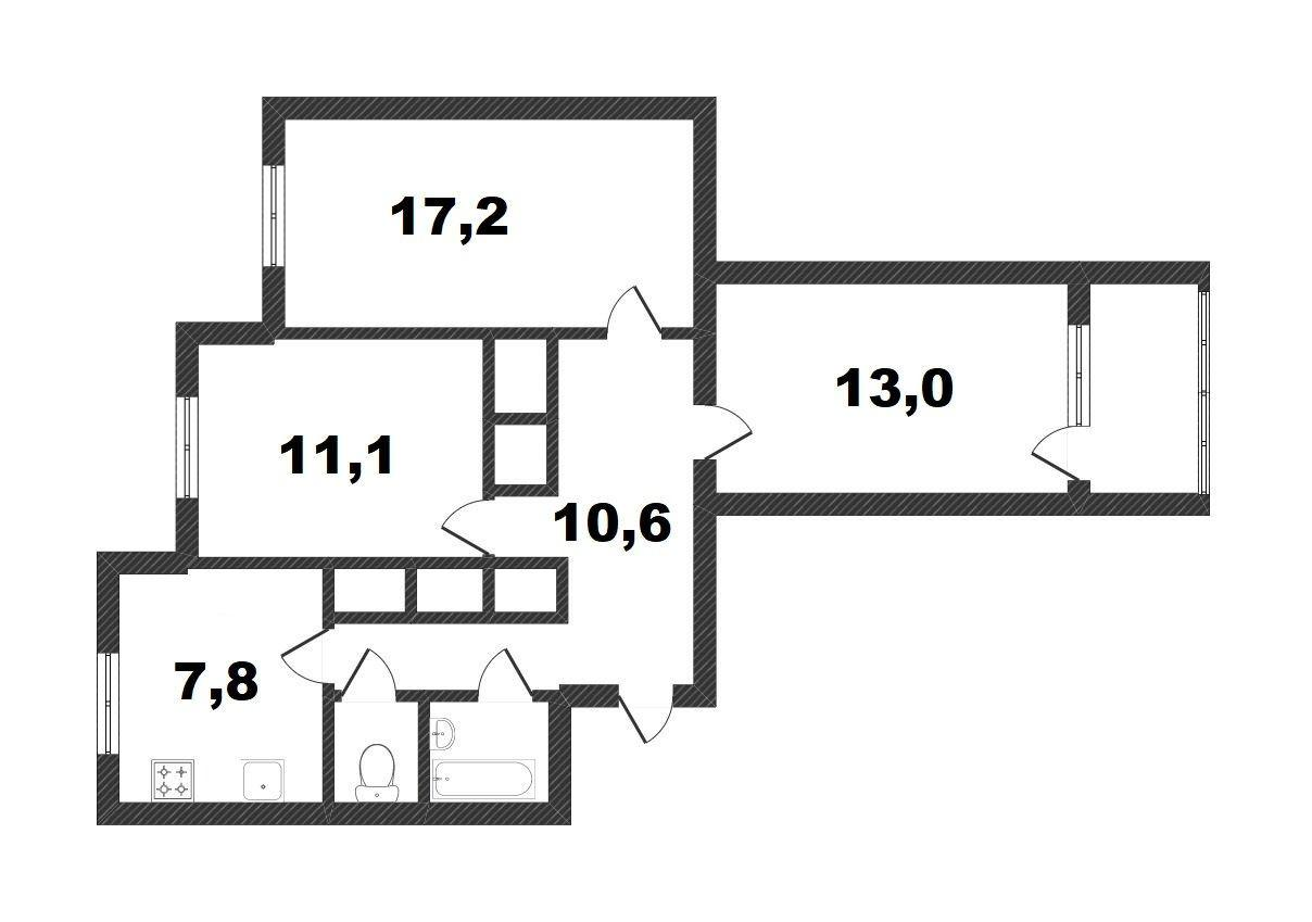 3-комнатная 67 м2 в ЖК undefined корпус null этаж 8