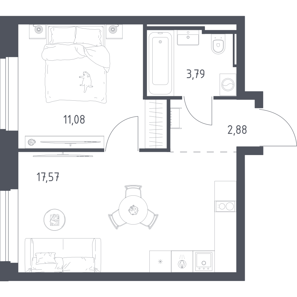 1-комнатная 35 м2 в ЖК Литературный Квартал корпус null этаж 10