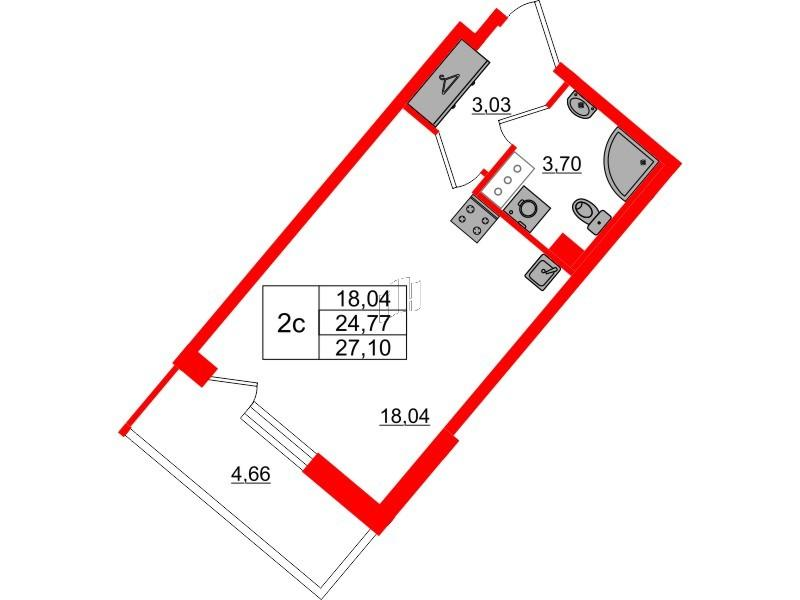 Студия 24 м2 в ЖК Pulse Premier корпус null этаж 4