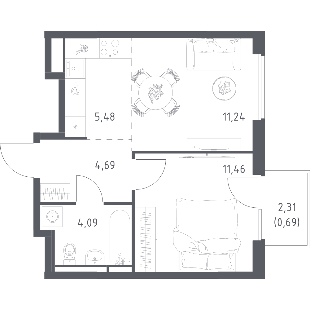 Студия 37 м2 в ЖК Мытищи Парк корпус null этаж 7