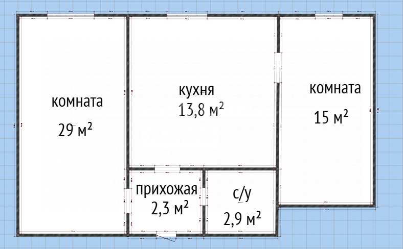 2-комнатная 63.5 м2 в ЖК undefined корпус null этаж 3