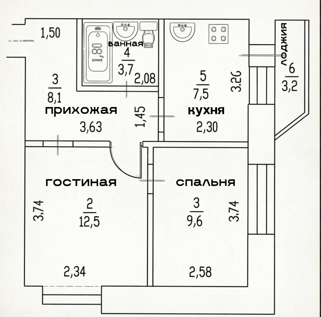 2-комнатная 41.1 м2 в ЖК undefined корпус null этаж 7
