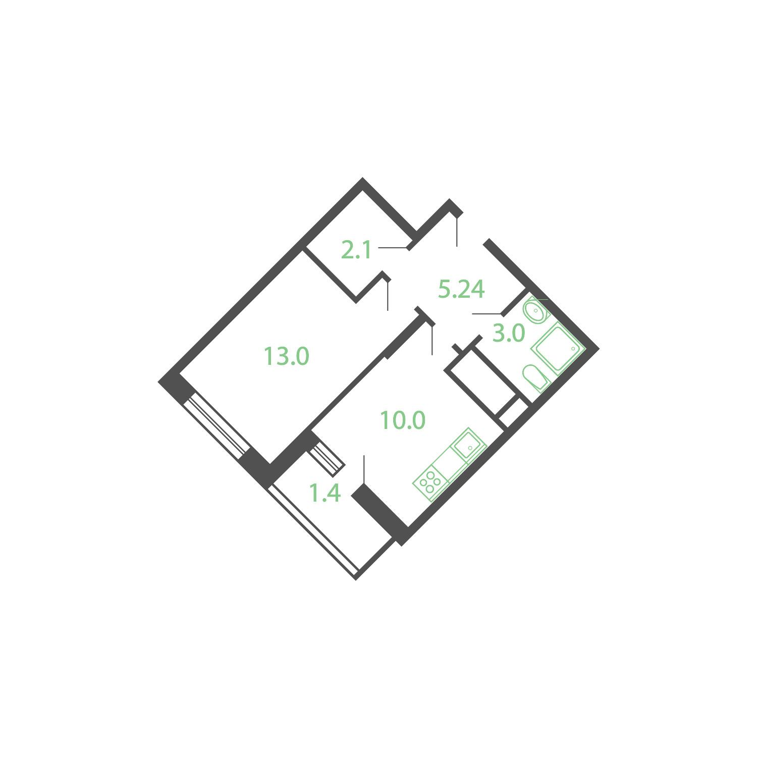 1-комнатная 35 м2 в ЖК Русич Новые Котельники корпус null этаж 5