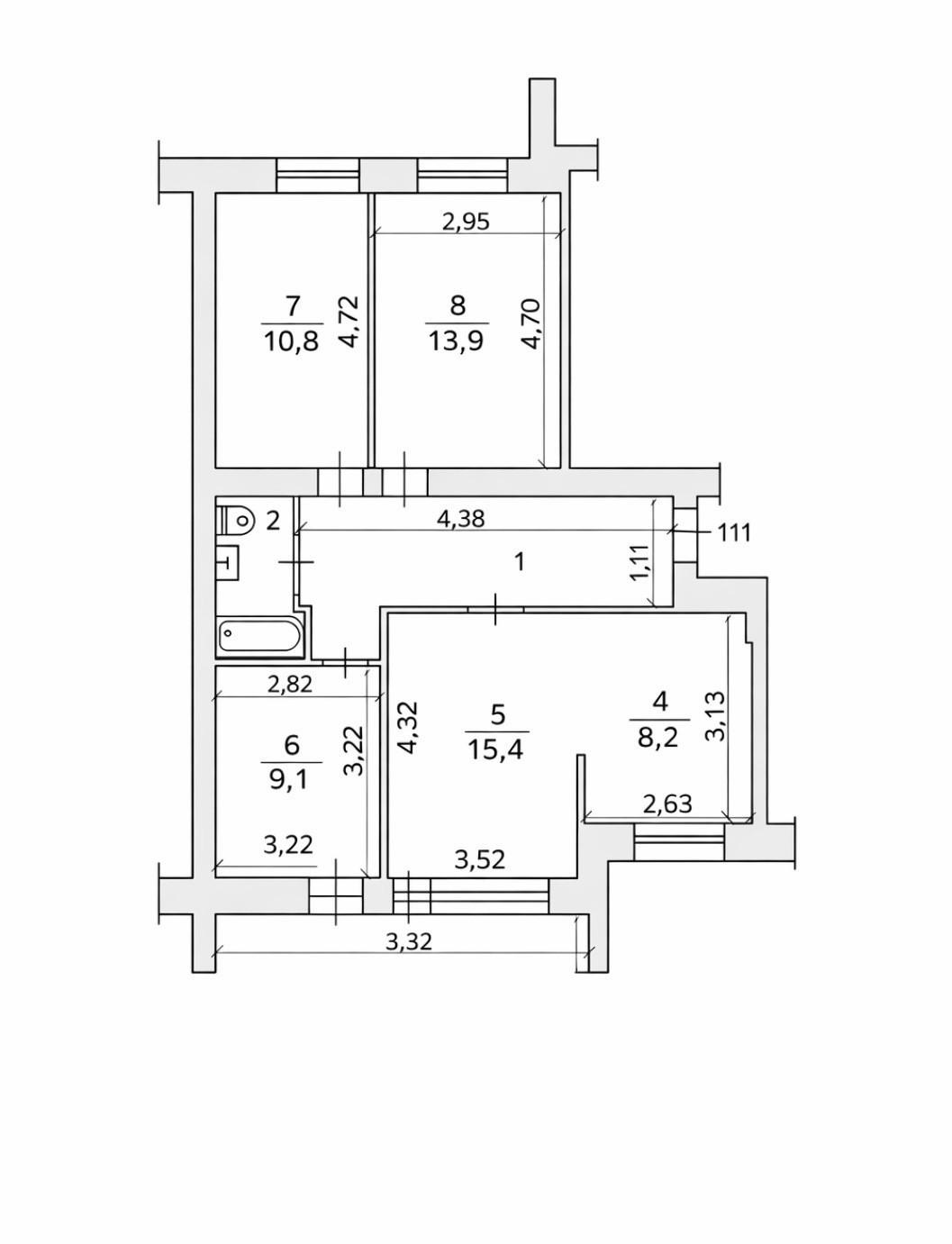 4-комнатная 71.2 м2 в ЖК undefined корпус null этаж 2