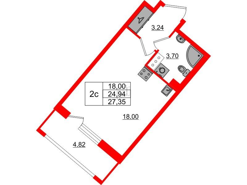 Студия 24 м2 в ЖК Pulse Premier корпус null этаж 4