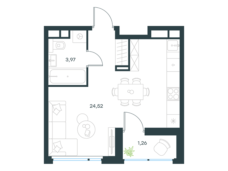 Студия 29 м2 в ЖК Level Лесной корпус null этаж 11