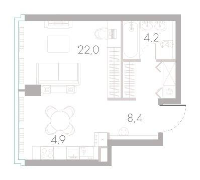 Студия 41 м2 в ЖК River Park Towers Кутузовский корпус null этаж 5