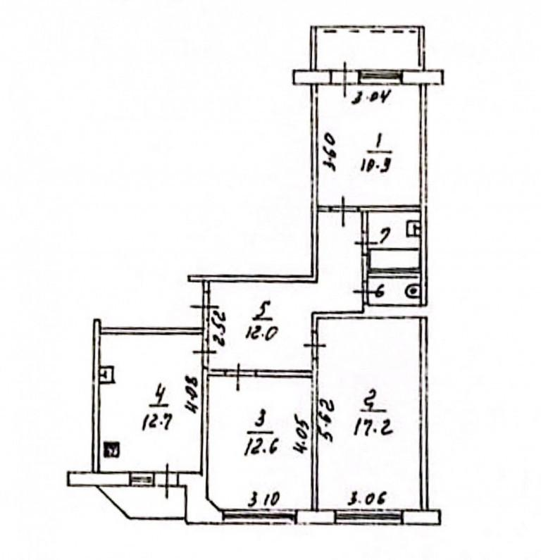 3-комнатная 69.3 м2 в ЖК undefined корпус null этаж 6
